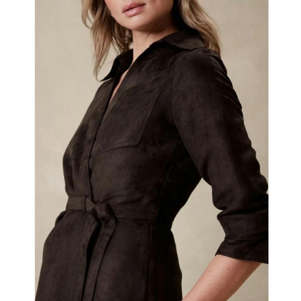 NWT Banana Republic Vegan Suede Knee Length Dress Size 6 - Picture 4 of 10